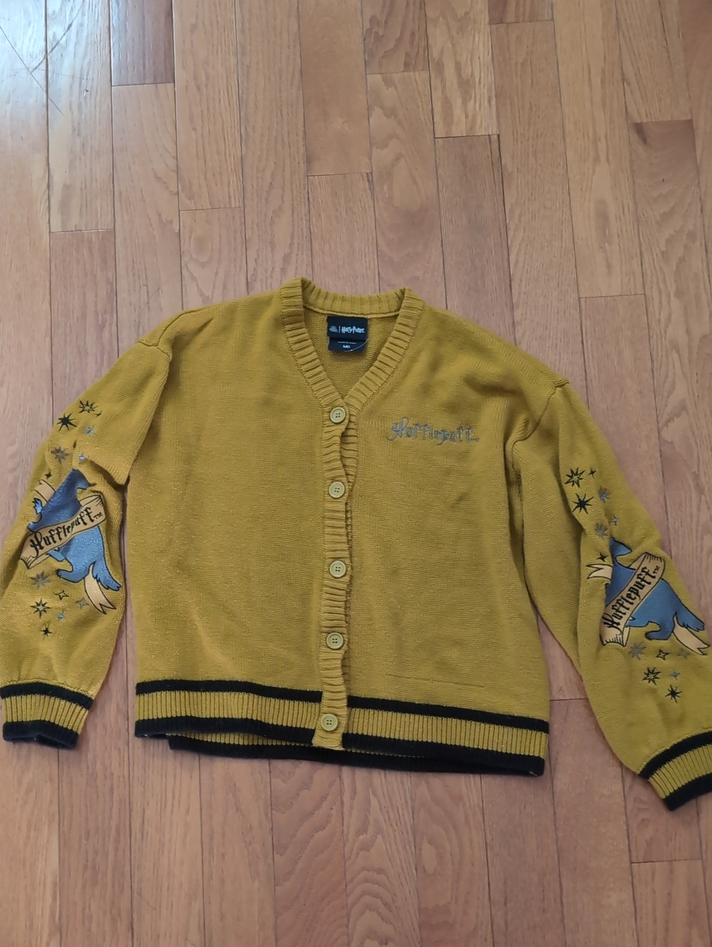 Warner Bros. Mustard Yellow Hufflepuff Button-Front Cardigan